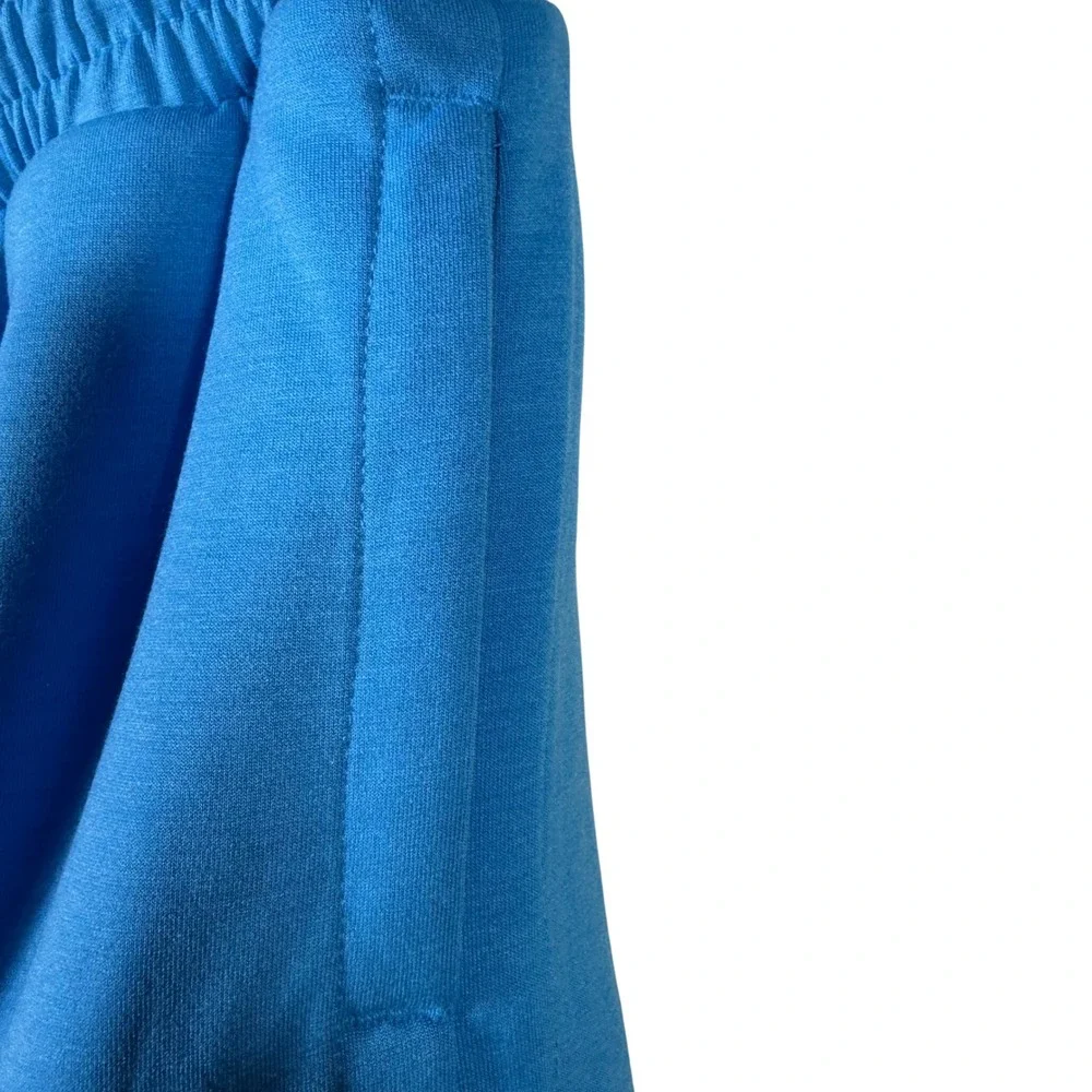 Zenana Women Blue Lounge Shorts High Rise Elastic Waist Pockets Size L Athleisue